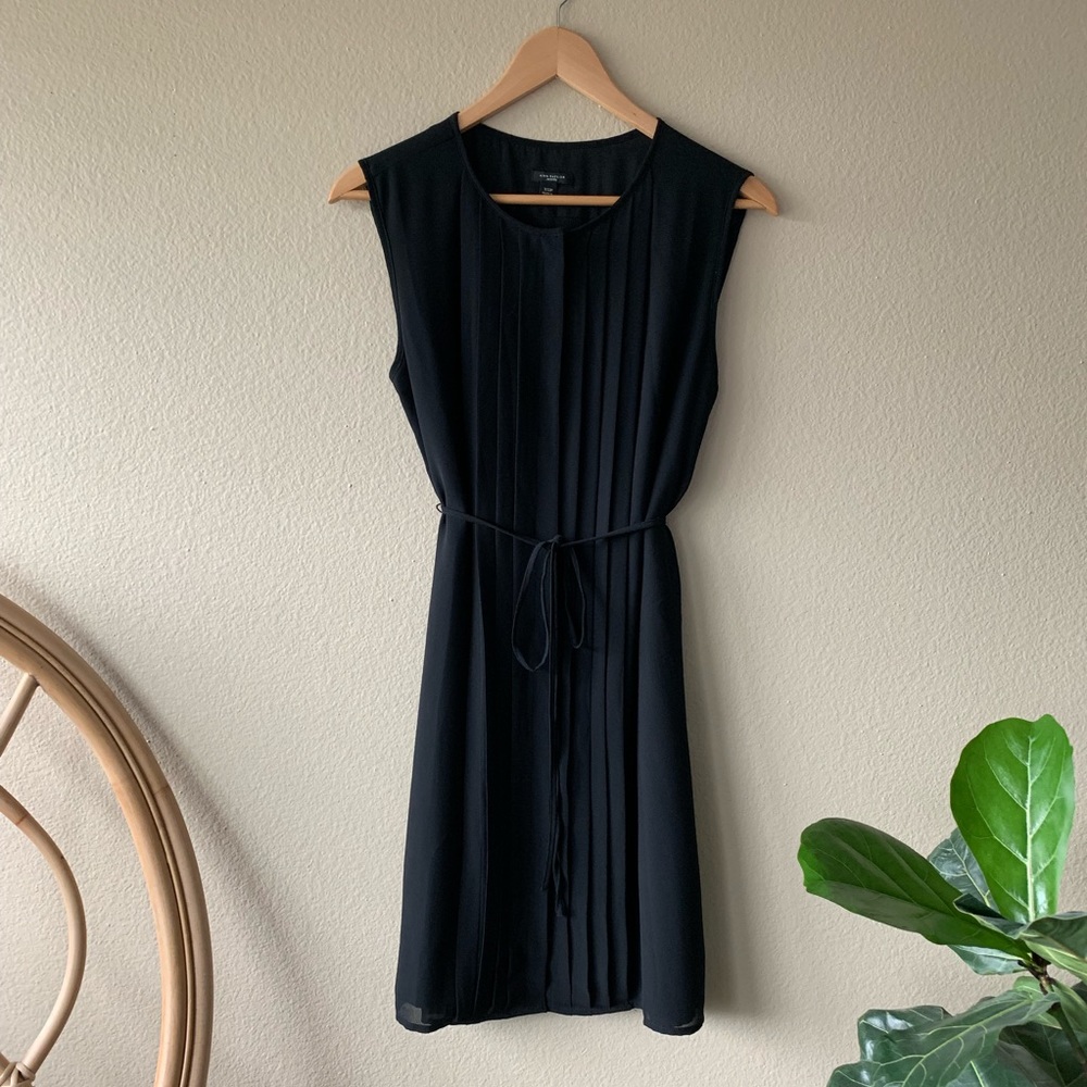 Ann Taylor Black Pleated Dress